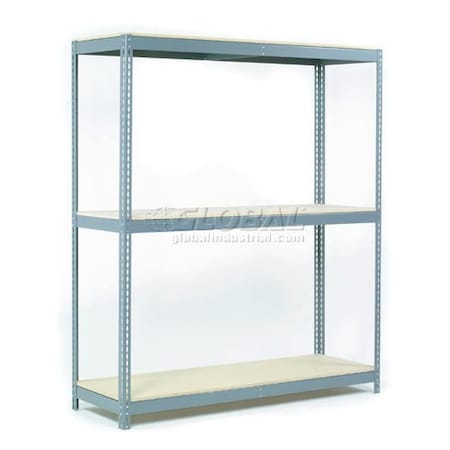 Global Industrial 3 Shelf, Heavy Duty Boltless Shelving, Starter, 72inW x 48inD x 60inH, Wood Deck 601764